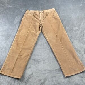 LL Bean Corduroy Pants Mens 42x32 Tan Straight Leg 100% Cotton 5-Pocket Classic
